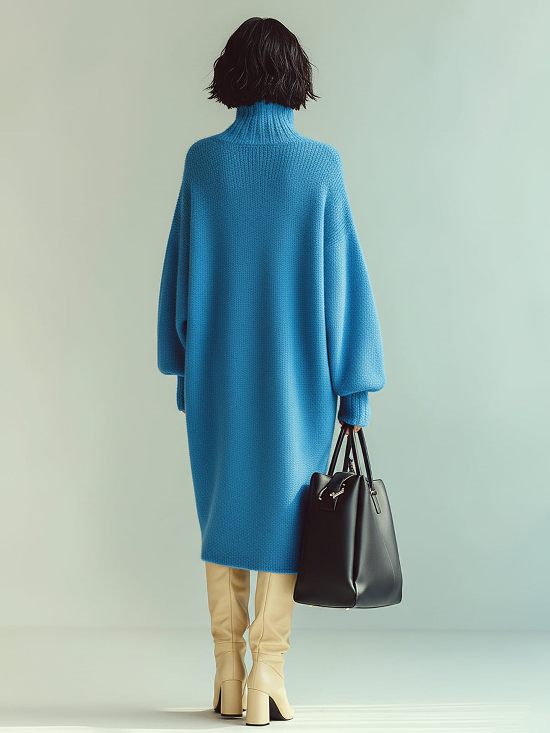 Ohneia | Midi Kleita Sarkanā Zilā Blūze ar Garām Piedurknēm Oversized