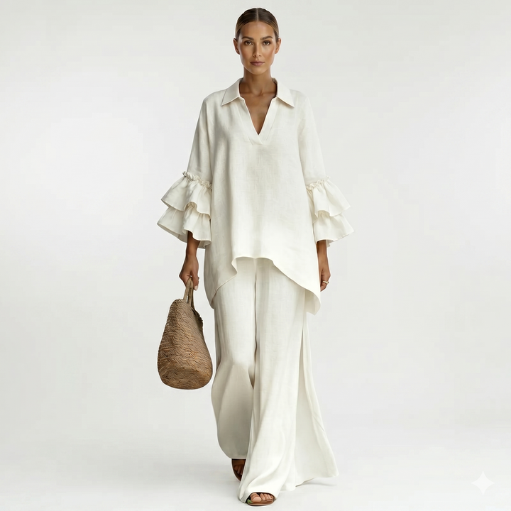 Φιν - Elegants lina tops un platās bikses