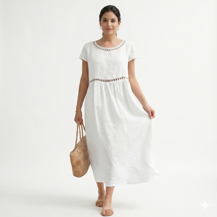 Tārsa - Eleganta vidēja garuma lina kleita