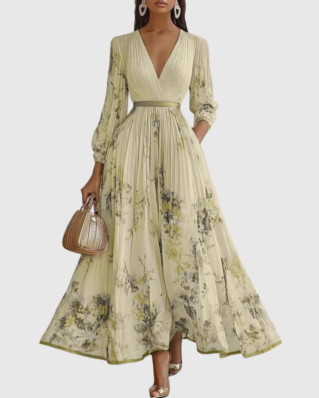 Rowella | Eleganta Maxi Kleita ar Plisēm