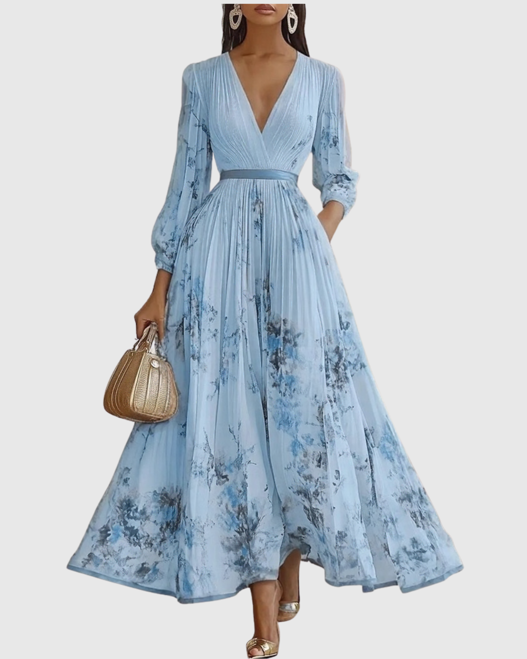 Rowella | Eleganta Maxi Kleita ar Plisēm