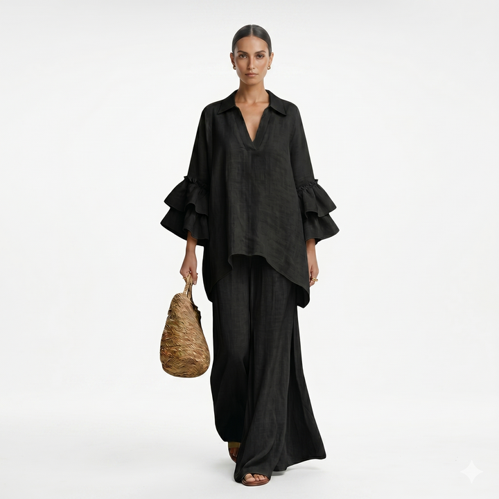 Φιν - Elegants lina tops un platās bikses