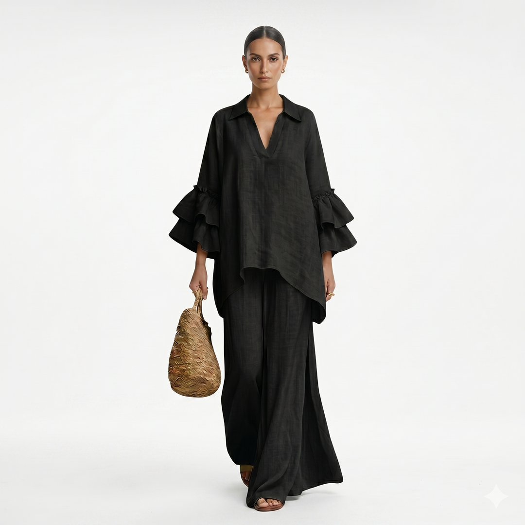 Φιν - Elegants lina tops un platās bikses