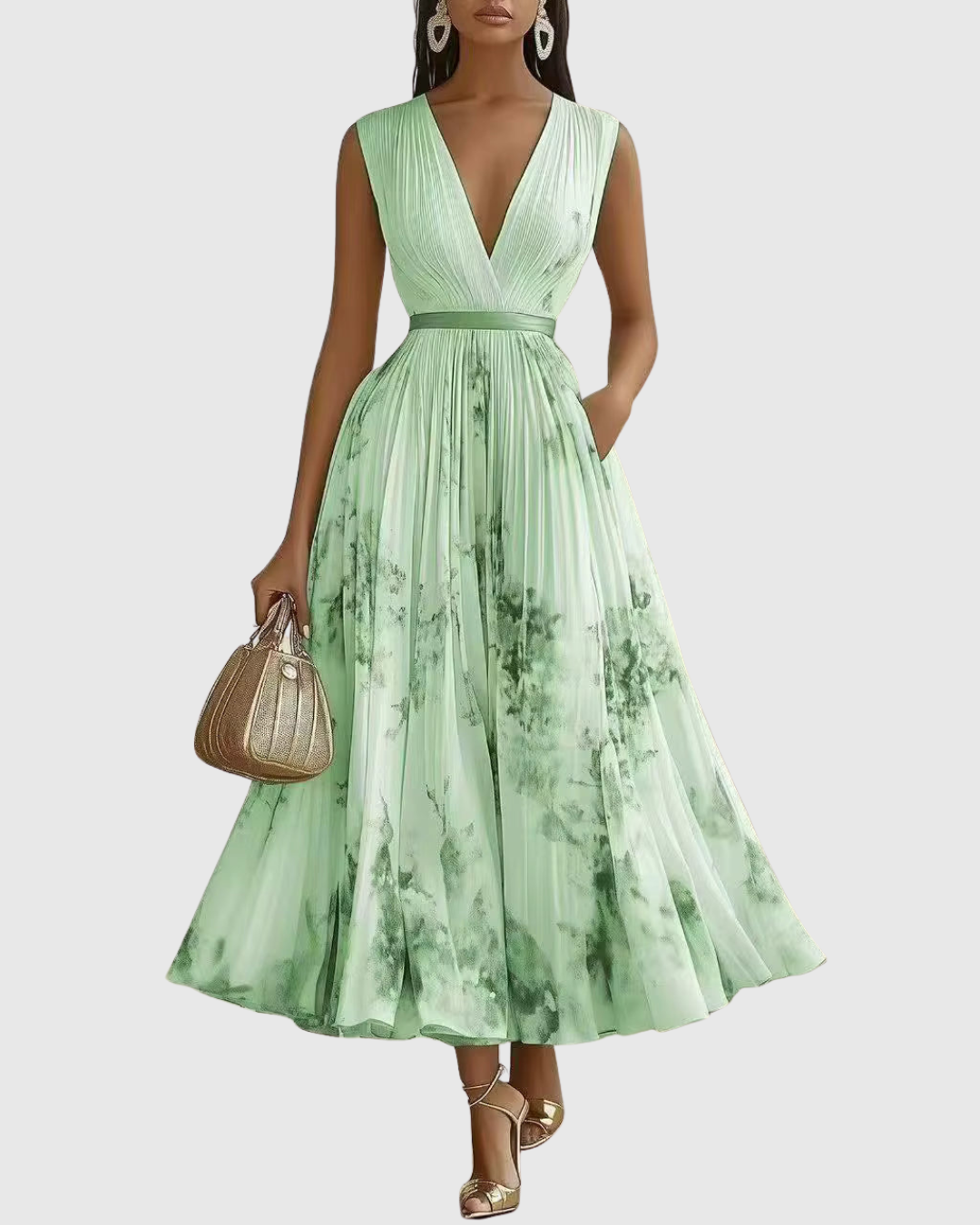 Rowella | Eleganta Maxi Kleita ar Plisēm