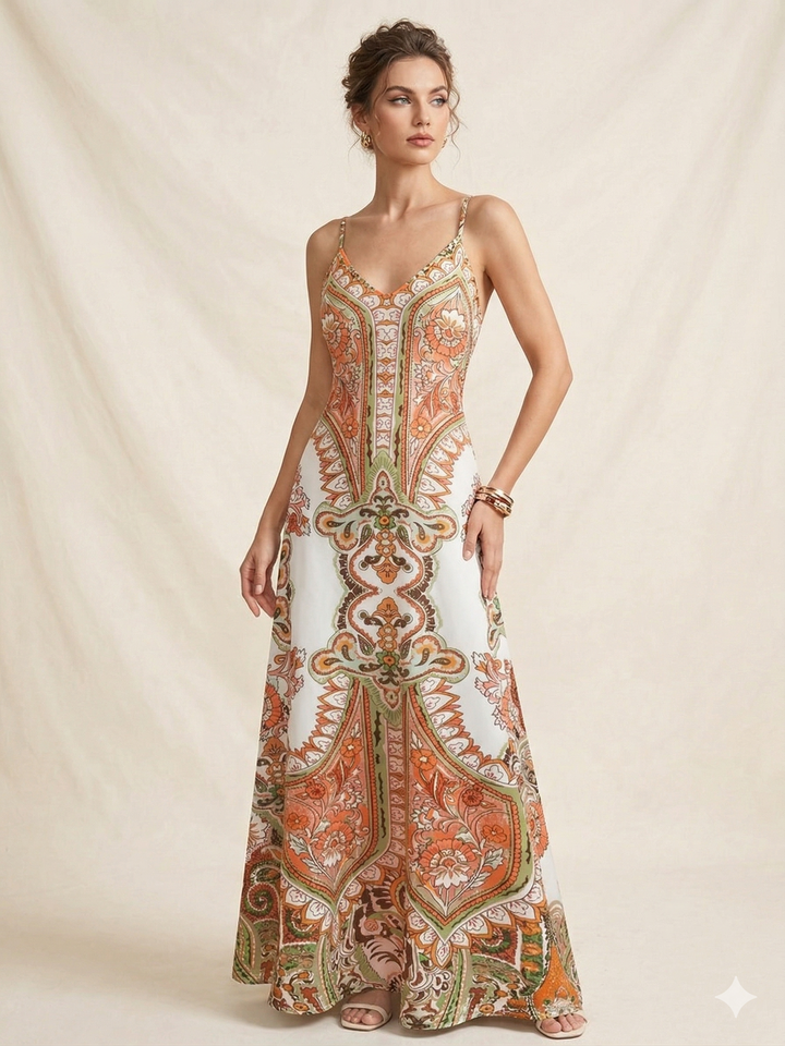 OTTILIE™ – Boho bez piedurknēm kleita ar ziedu motīvu