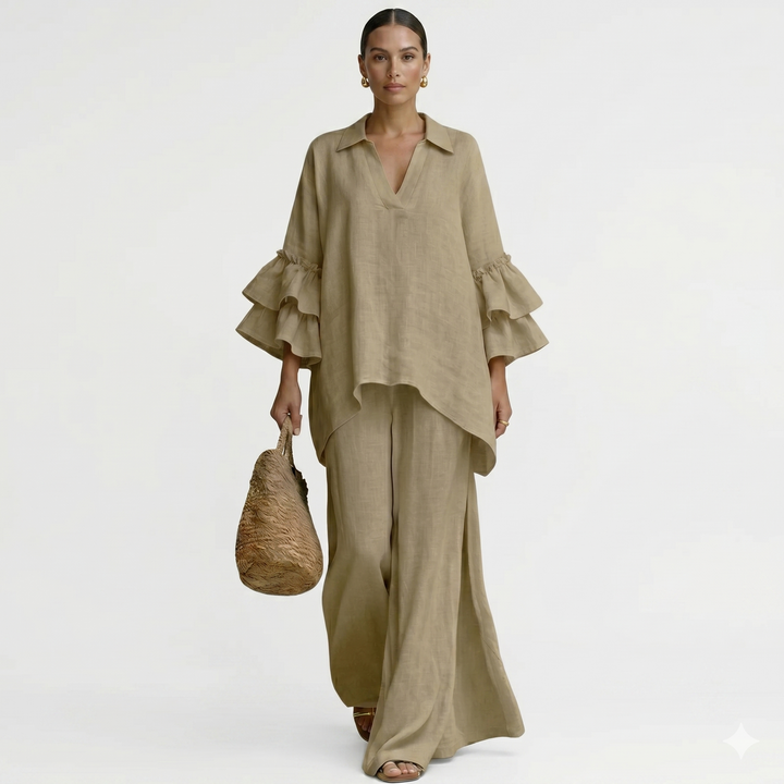 Φιν - Elegants lina tops un platās bikses