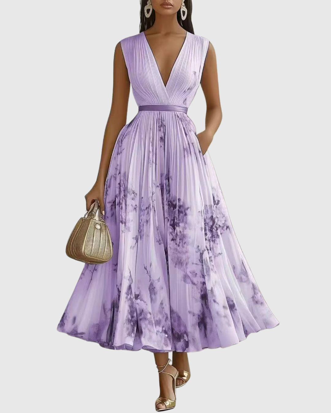 Rowella | Eleganta Maxi Kleita ar Plisēm