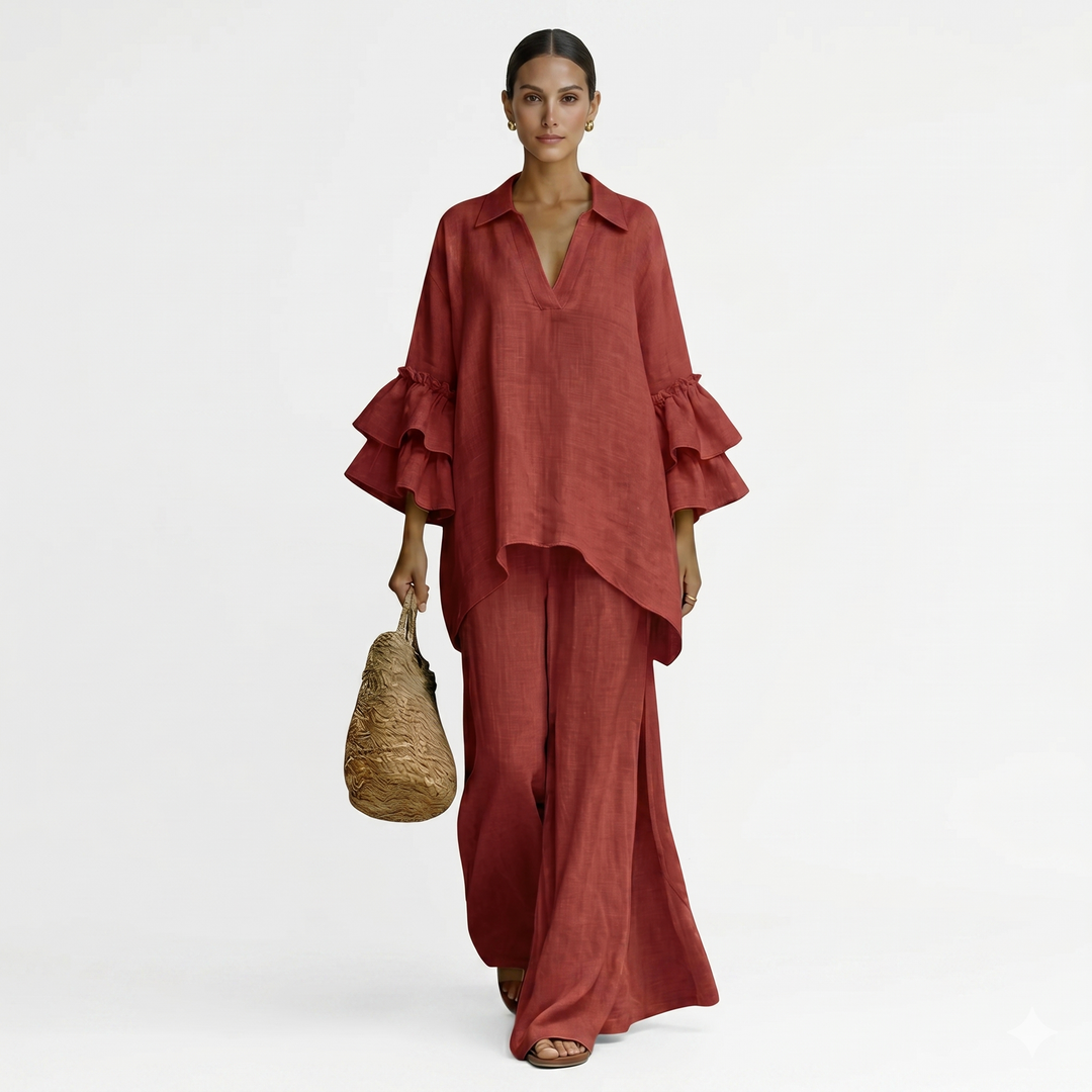 Φιν - Elegants lina tops un platās bikses