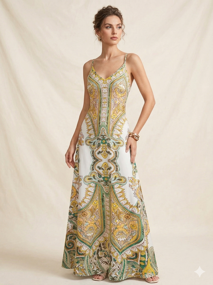 OTTILIE™ – Boho bez piedurknēm kleita ar ziedu motīvu