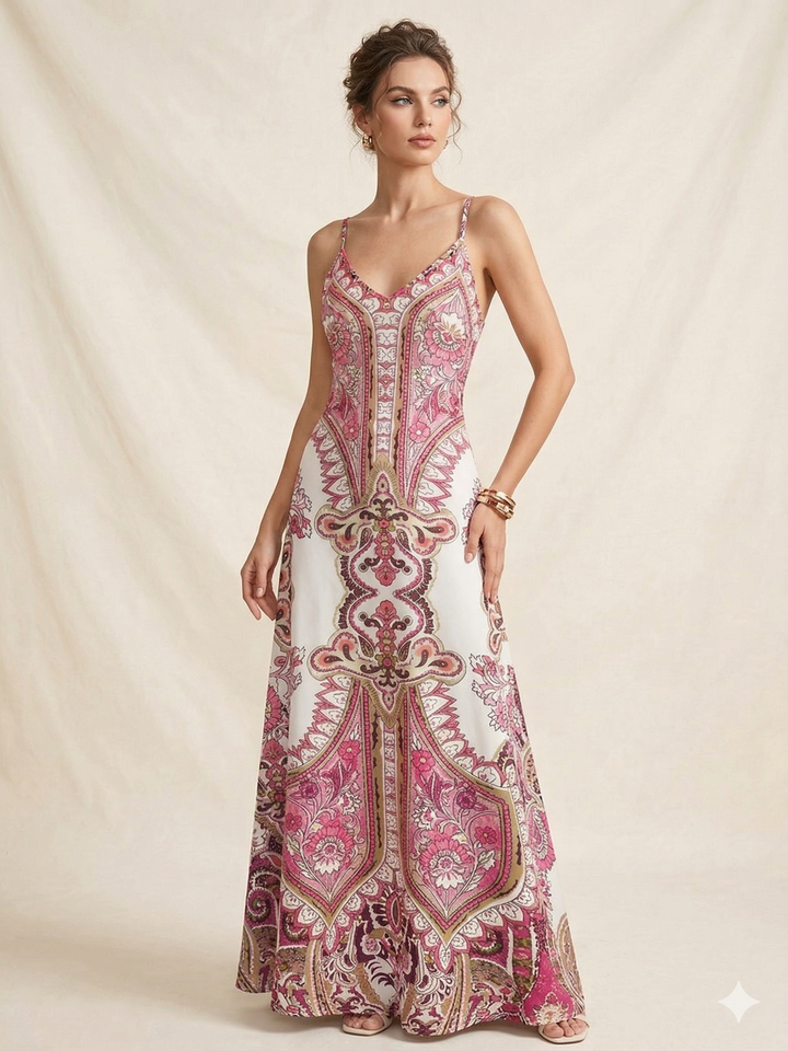 OTTILIE™ – Boho bez piedurknēm kleita ar ziedu motīvu
