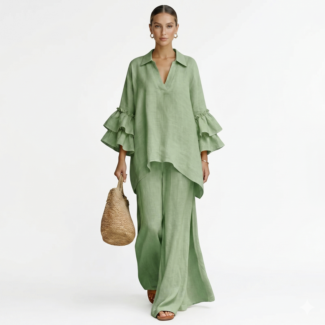 Φιν - Elegants lina tops un platās bikses