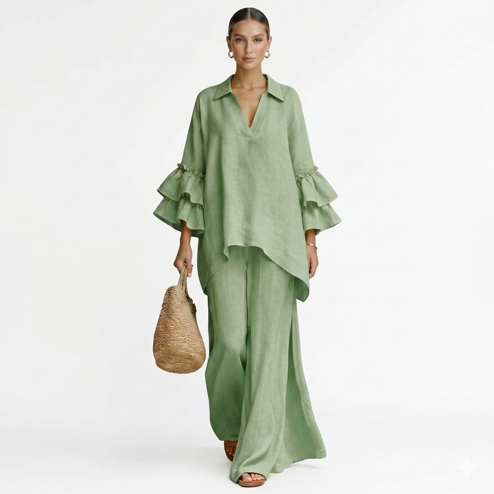 Φιν - Elegants lina tops un platās bikses