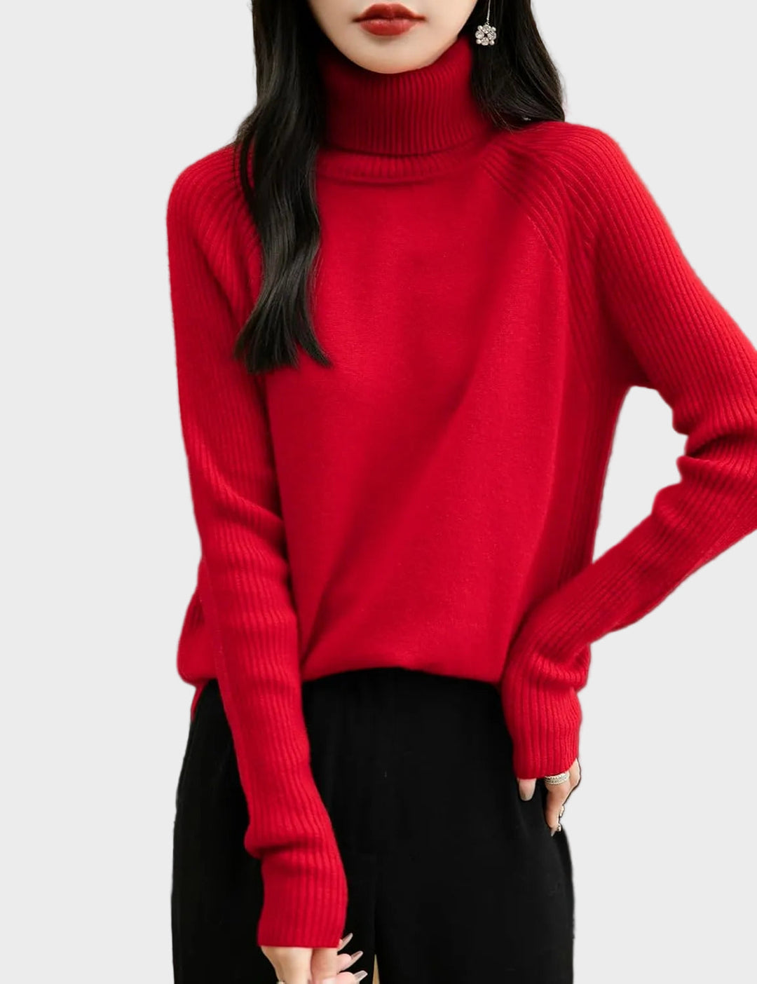 Fritz | 100% Merino Vilna Raglans Džemperis Ar Augstu Apkakli