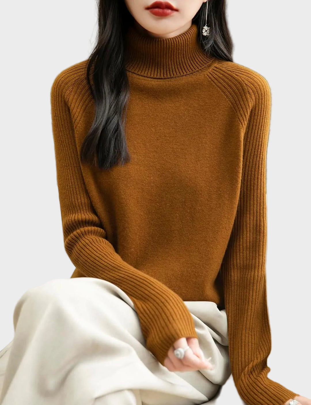Fritz | 100% Merino Vilna Raglans Džemperis Ar Augstu Apkakli