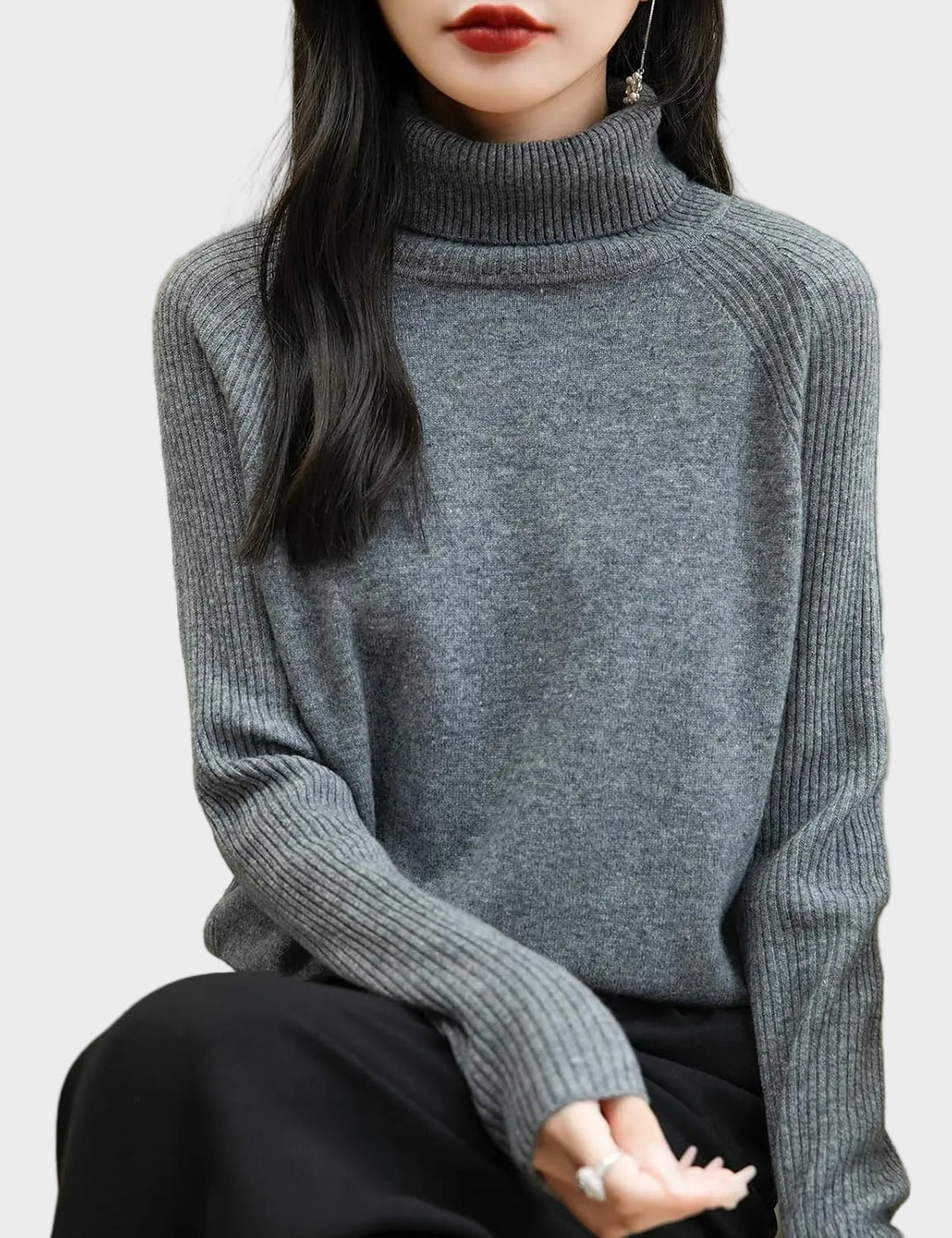 Fritz | 100% Merino Vilna Raglans Džemperis Ar Augstu Apkakli