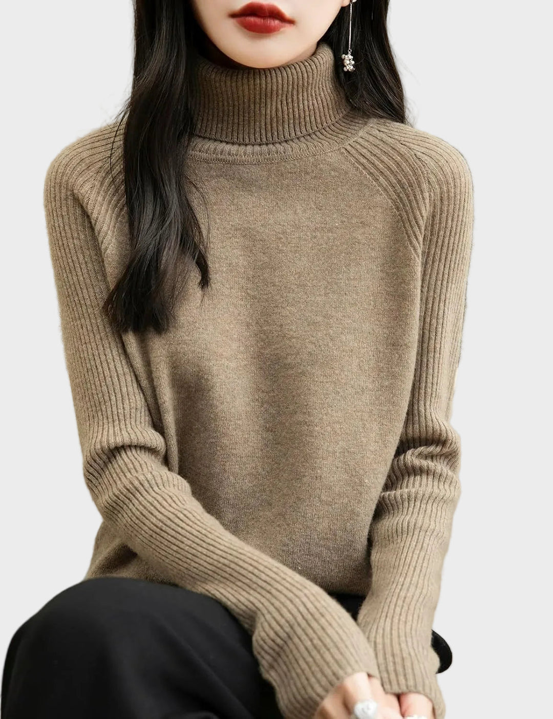 Fritz | 100% Merino Vilna Raglans Džemperis Ar Augstu Apkakli