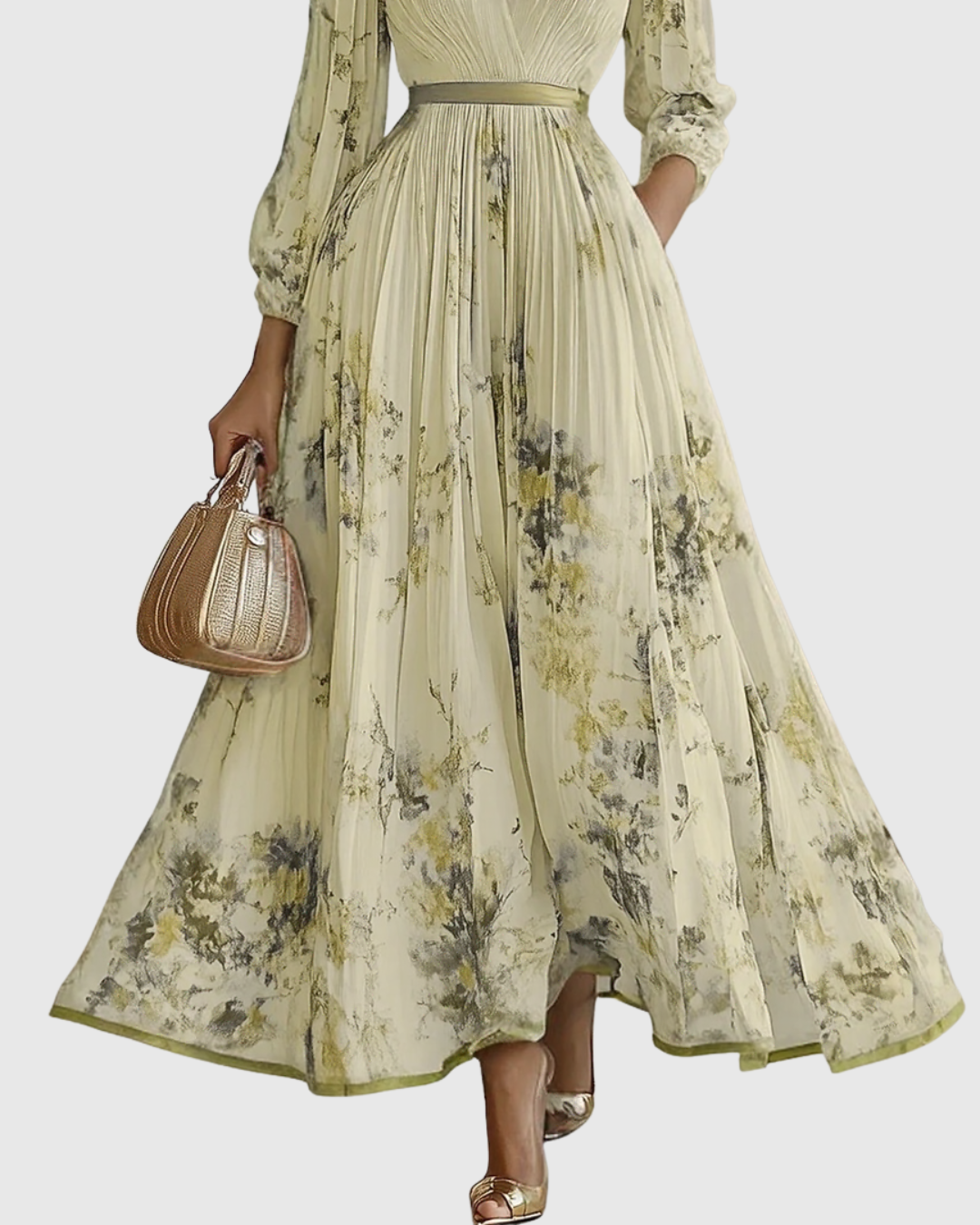 Rowella | Eleganta Maxi Kleita ar Plisēm