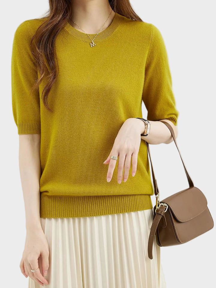 Eureka | 100% Merino vilna Crewneck T-krekls ar pusmēneša piedurknēm