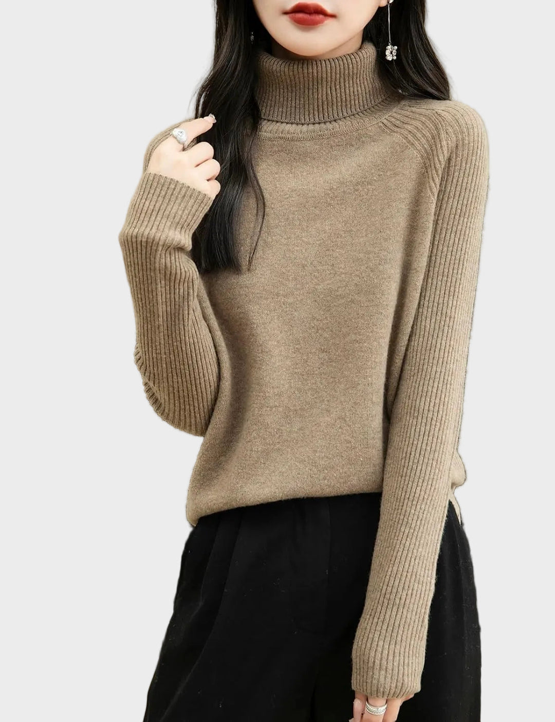 Fritz | 100% Merino Vilna Raglans Džemperis Ar Augstu Apkakli