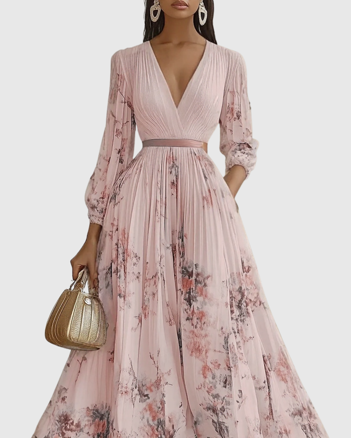 Rowella | Eleganta Maxi Kleita ar Plisēm