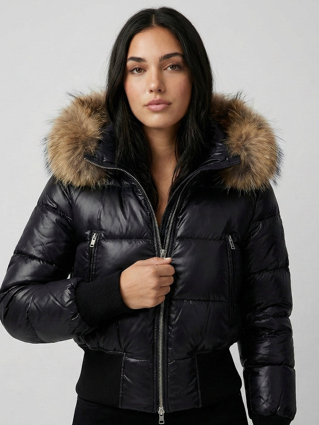 Savoy | Puffa jaka ar kapuci un mākslīgo kažokādu