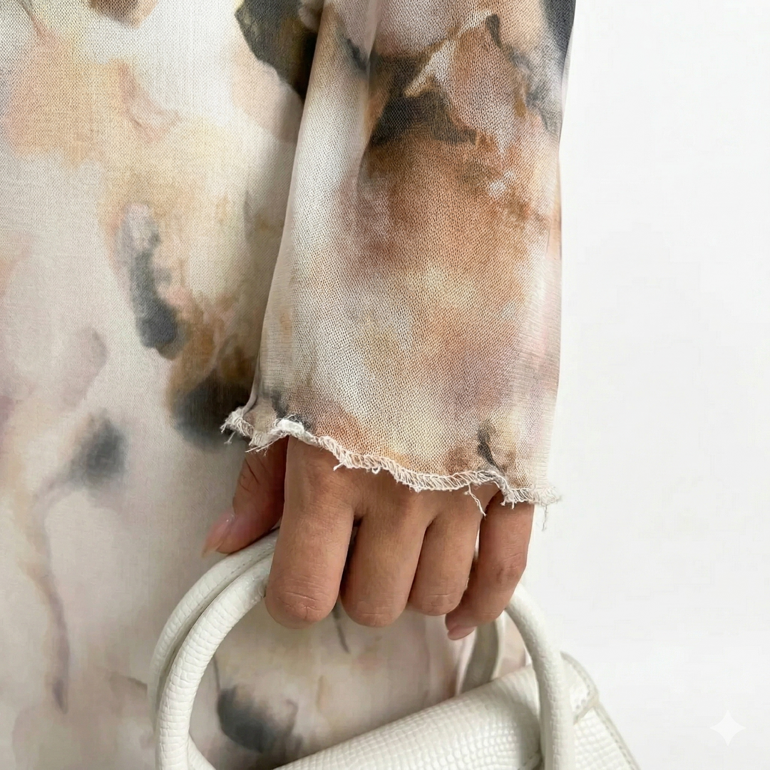 CELESTE – Midi Kleita ar Tie-Dye Druku un Caurspīdīgumu
