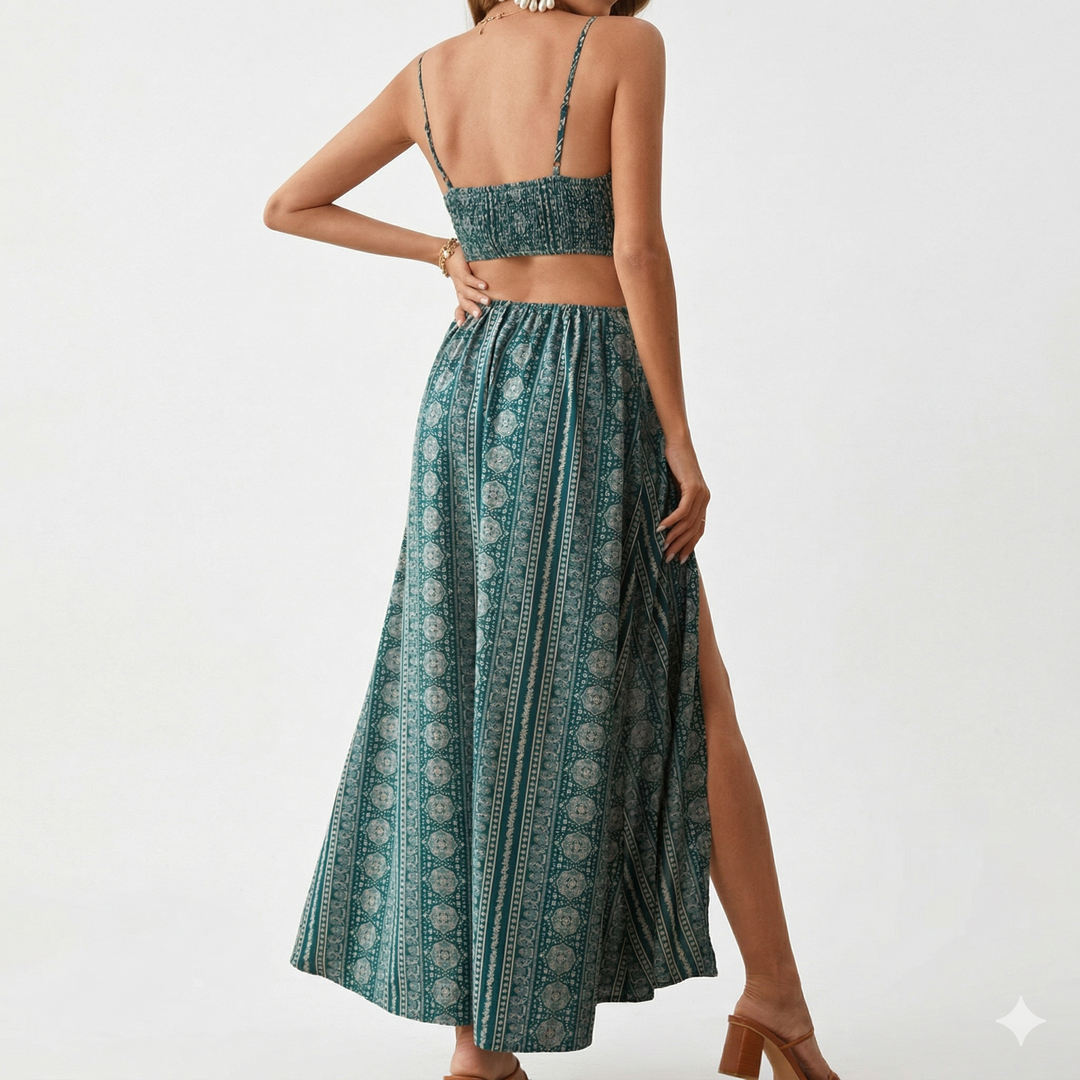 Zara – Boho Kleita ar Atvērtu Muguru un Izgriezumu