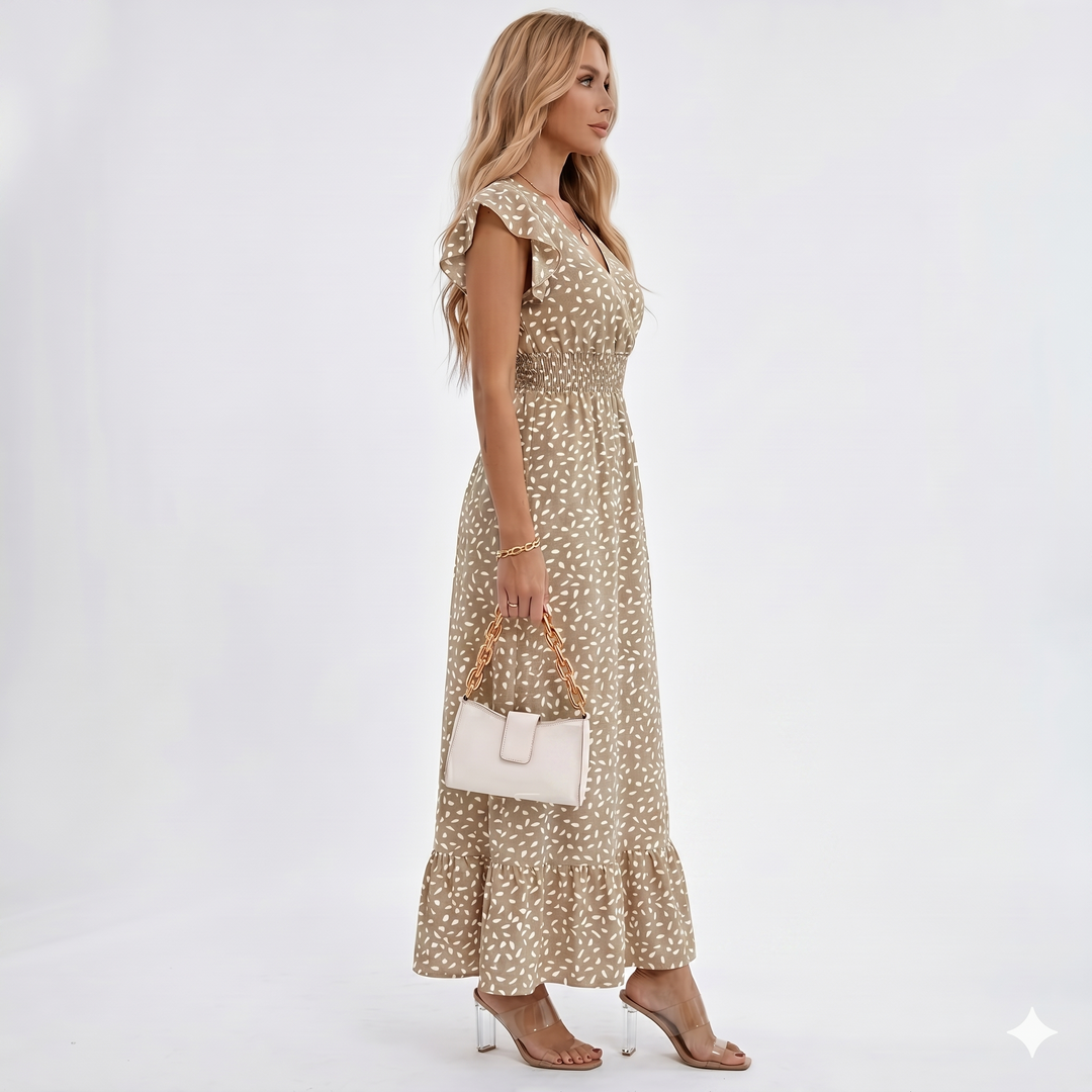 Celindra – Ziedu Boho kleita ar volāniem