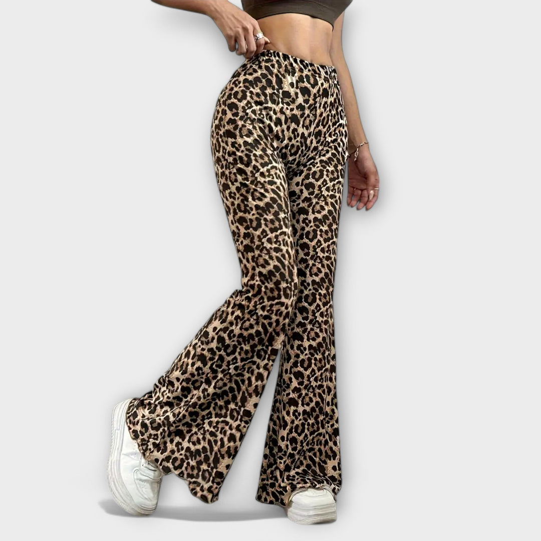Bootcut bikses ar leoparda rakstu
