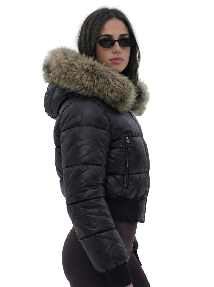 Savoy | Puffa jaka ar kapuci un mākslīgo kažokādu