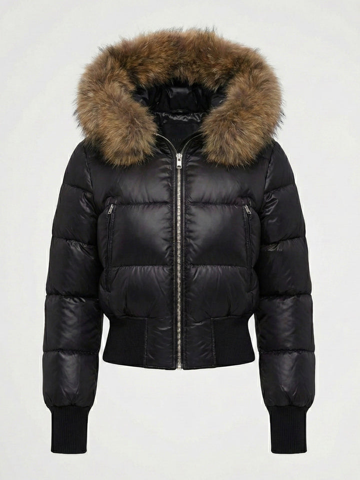 Savoy | Puffa jaka ar kapuci un mākslīgo kažokādu