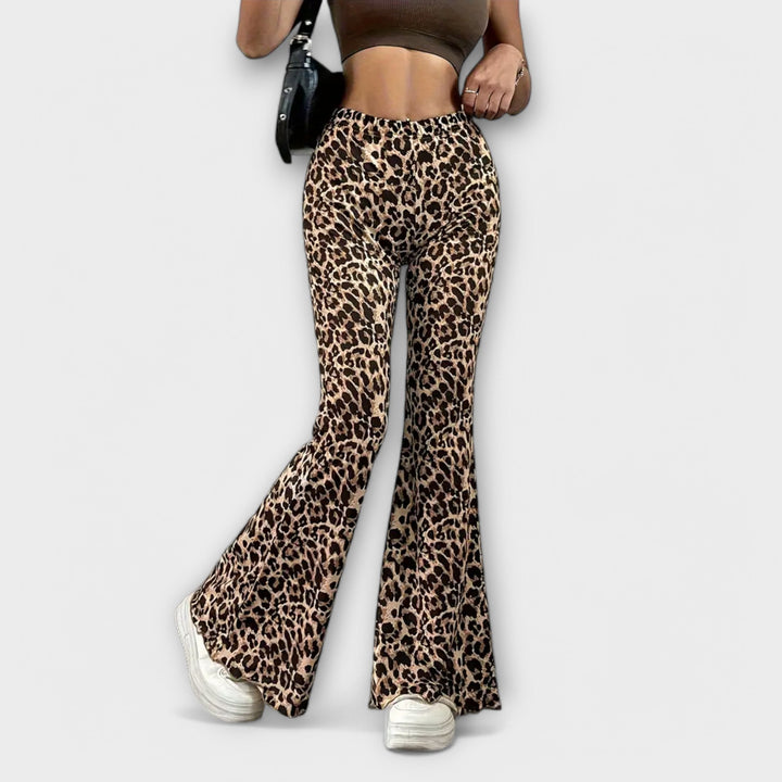 Bootcut bikses ar leoparda rakstu
