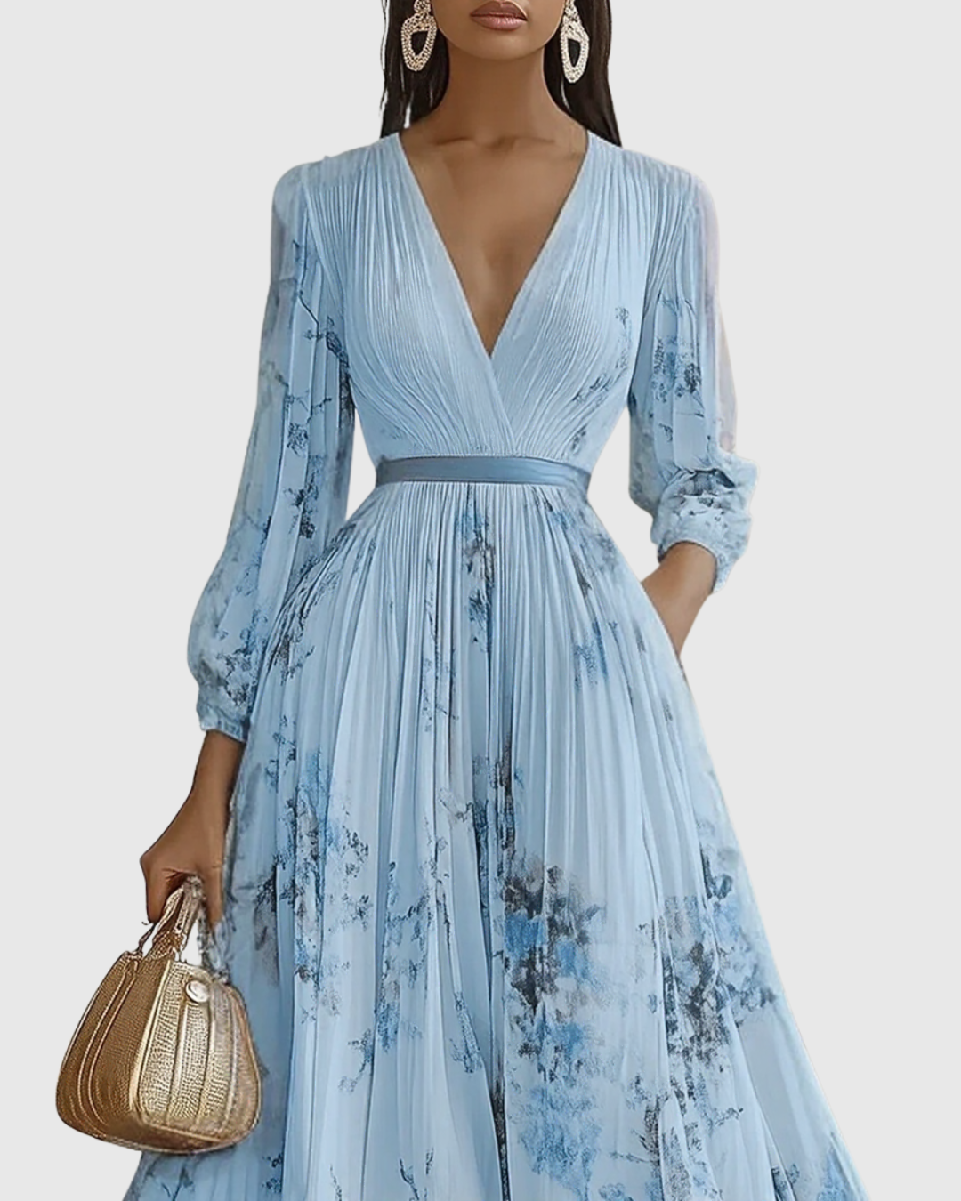 Rowella | Eleganta Maxi Kleita ar Plisēm
