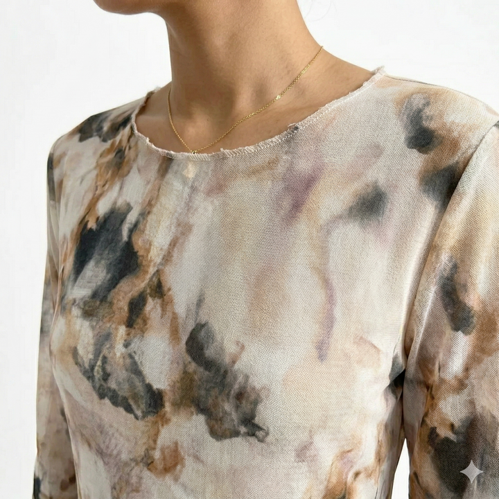 CELESTE – Midi Kleita ar Tie-Dye Druku un Caurspīdīgumu