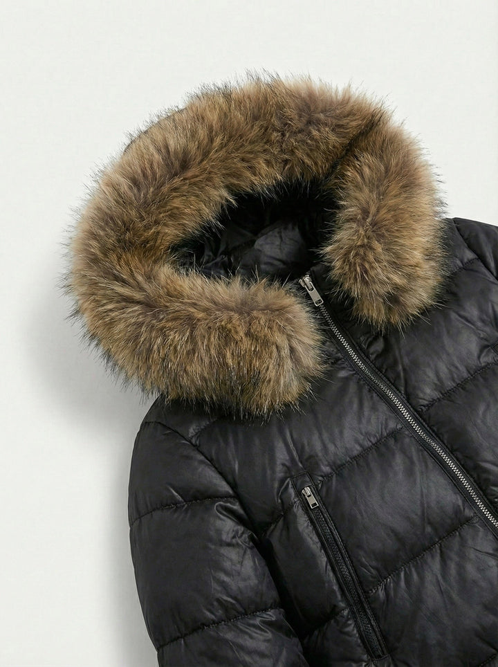 Savoy | Puffa jaka ar kapuci un mākslīgo kažokādu