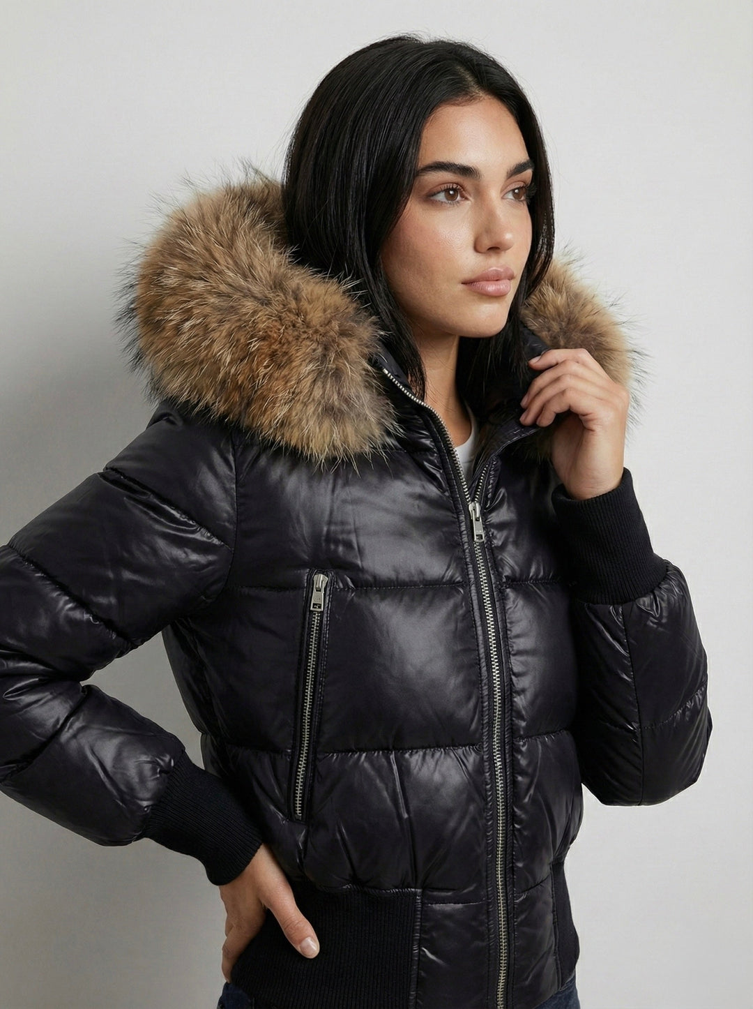 Savoy | Puffa jaka ar kapuci un mākslīgo kažokādu