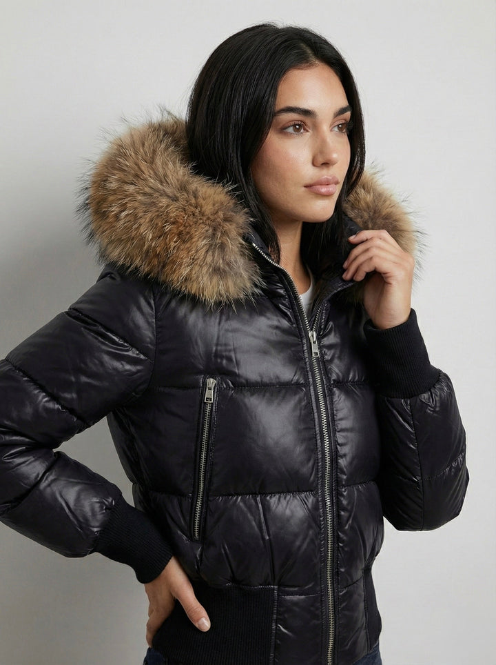 Savoy | Puffa jaka ar kapuci un mākslīgo kažokādu