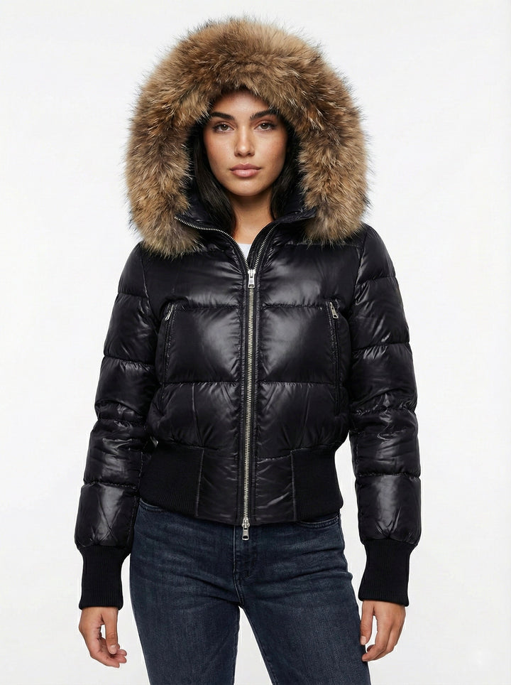 Savoy | Puffa jaka ar kapuci un mākslīgo kažokādu
