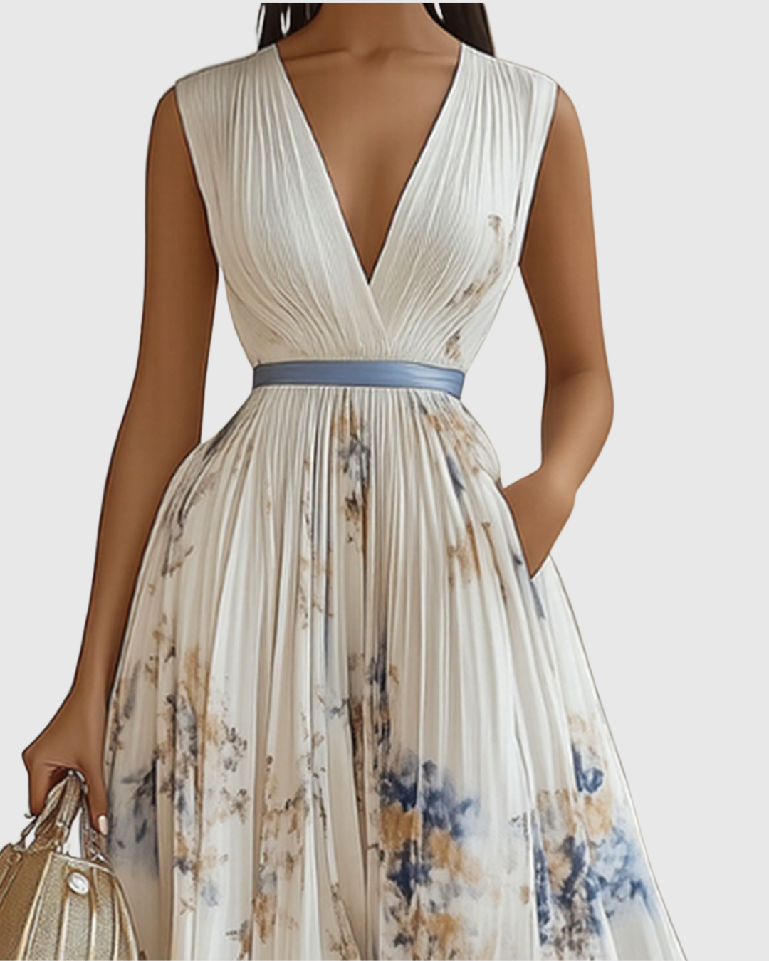 Rowella | Eleganta Maxi Kleita ar Plisēm
