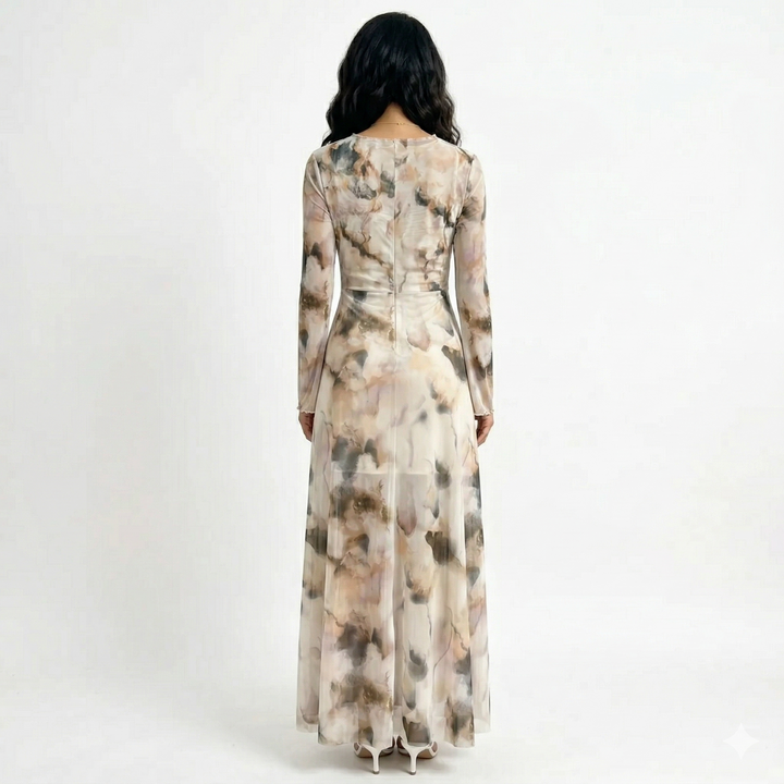 CELESTE – Midi Kleita ar Tie-Dye Druku un Caurspīdīgumu