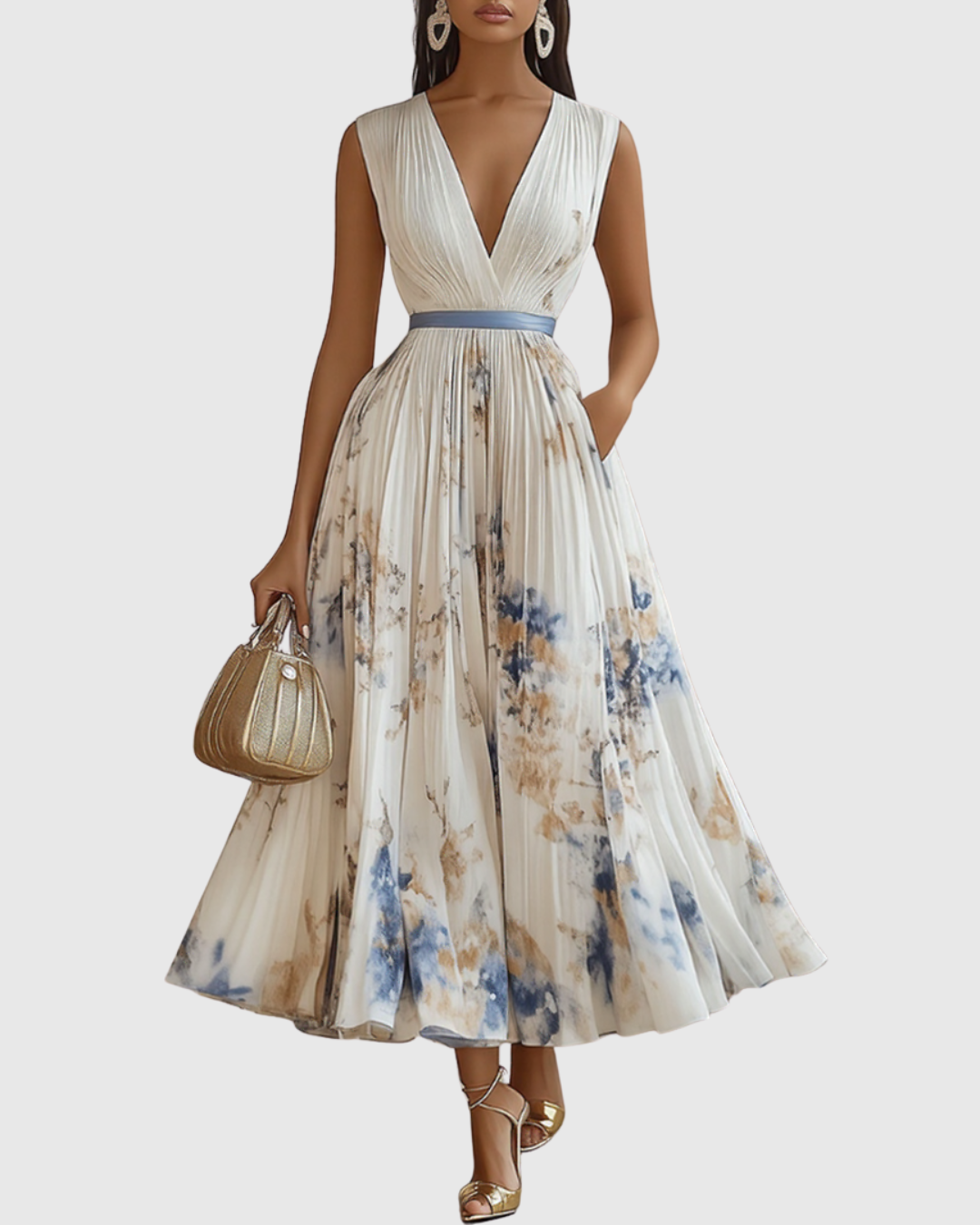 Rowella | Eleganta Maxi Kleita ar Plisēm