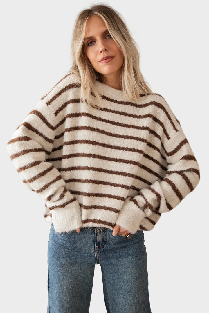 Janine | Puloveris - Samantha Stripe - Bežs/Šokolāde