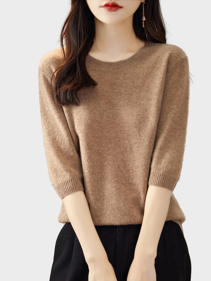 Eureka | 100% Merino vilna Crewneck T-krekls ar pusmēneša piedurknēm