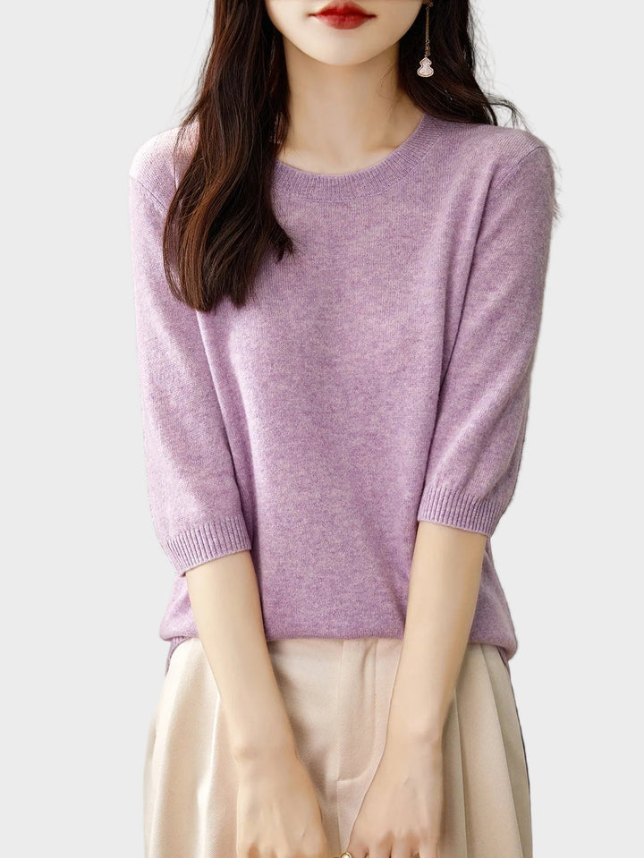Eureka | 100% Merino vilna Crewneck T-krekls ar pusmēneša piedurknēm