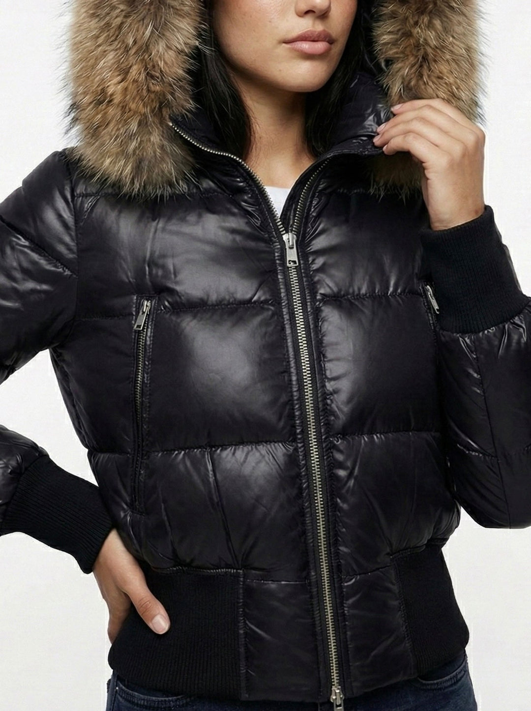 Savoy | Puffa jaka ar kapuci un mākslīgo kažokādu