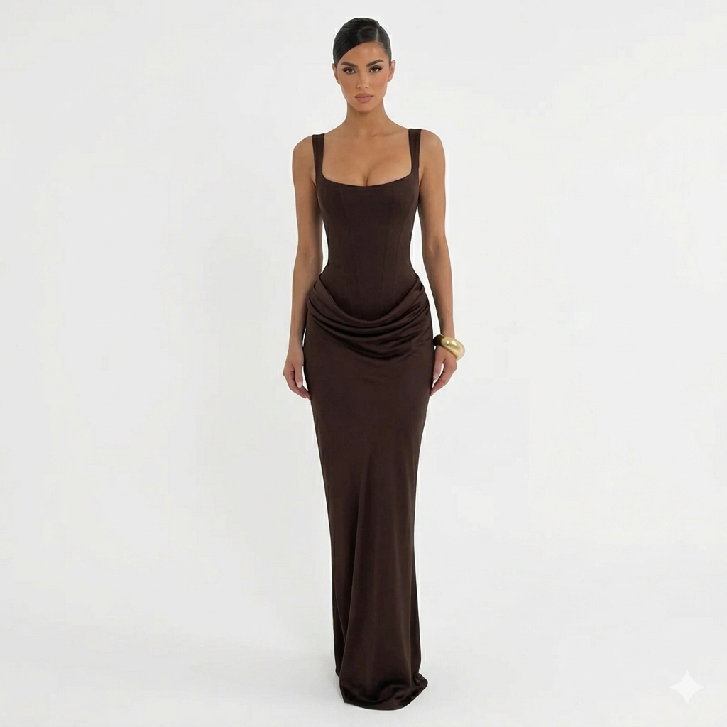 NADIA – Eleganta Pieguļoša Midi Kleita