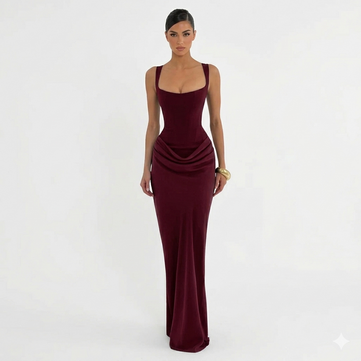 NADIA – Eleganta Pieguļoša Midi Kleita