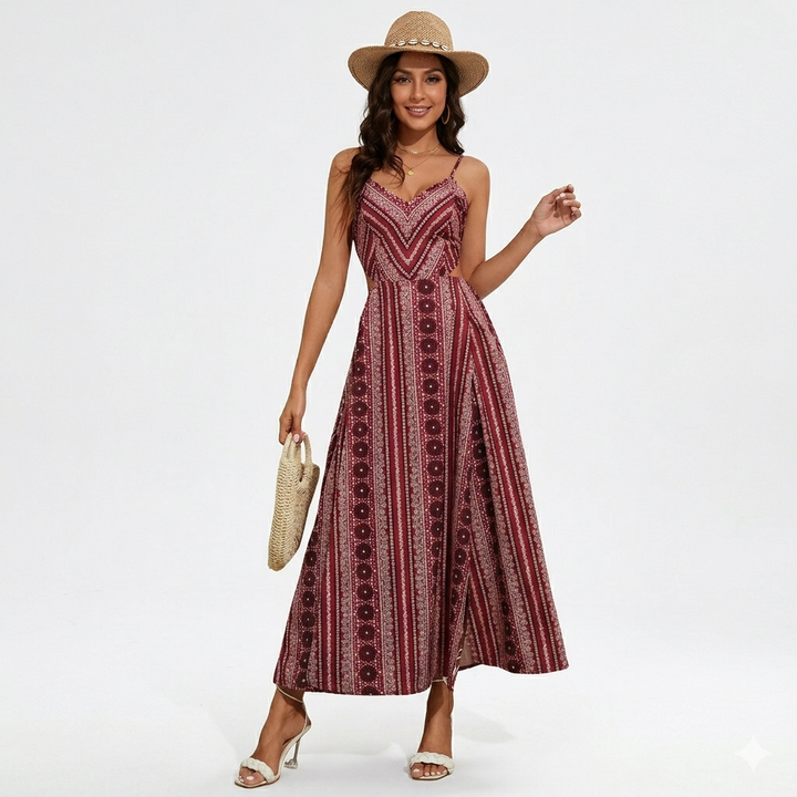 Zara – Boho Kleita ar Atvērtu Muguru un Izgriezumu