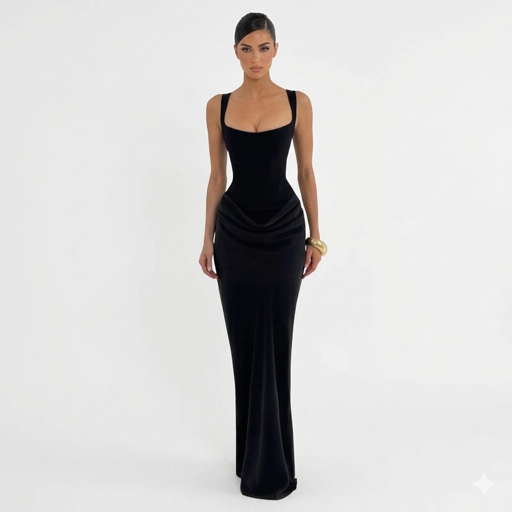 NADIA – Eleganta Pieguļoša Midi Kleita