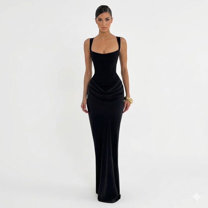 NADIA – Eleganta Pieguļoša Midi Kleita